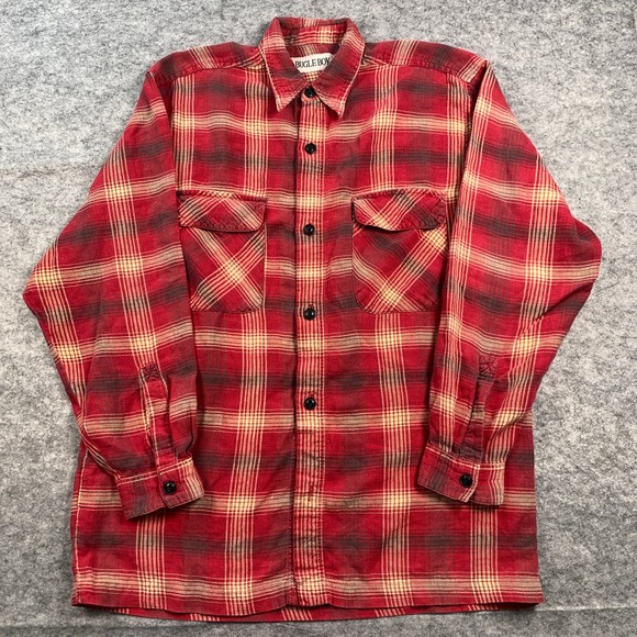 Vintage Bugle Boy Men's Medium‎ Red Flannel Long Sleeve Shirt - Picture 1 of 7